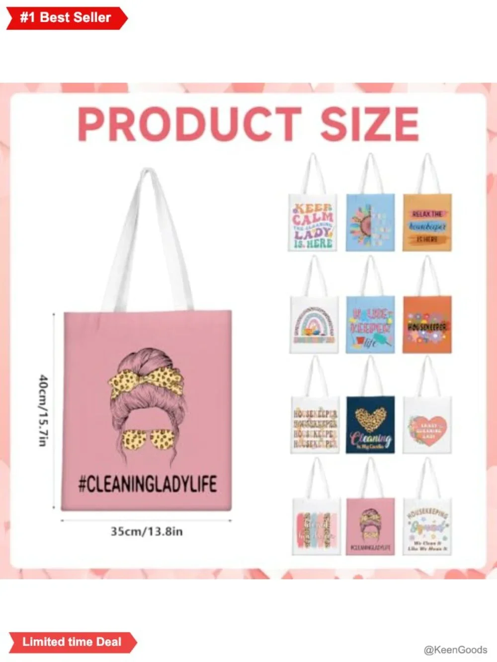 Canvas Tote Bag Housekeeping Appreciation Gift Reusable Grocery Bag